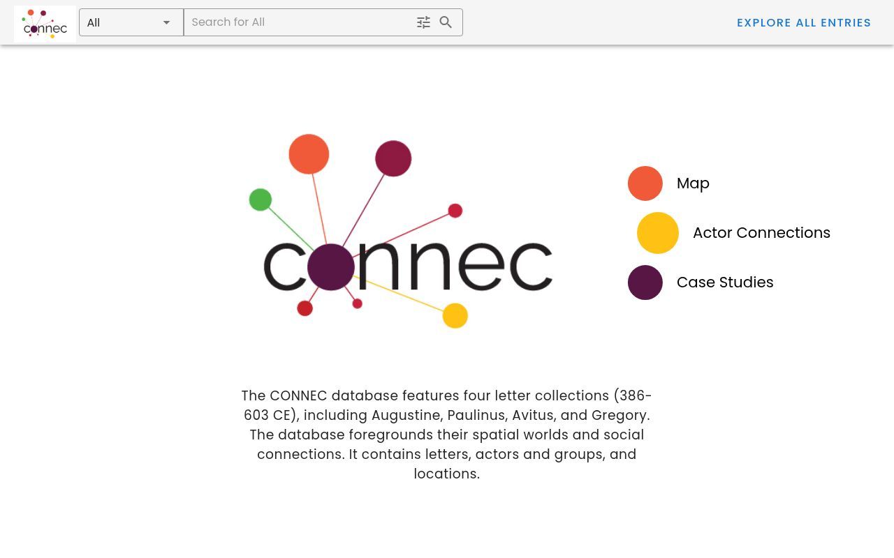 Homepage screenshot of discover-connec.openatlas.eu