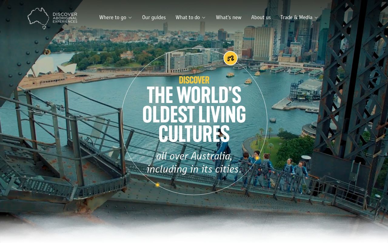 Homepage screenshot of discoveraboriginalexperiences.com
