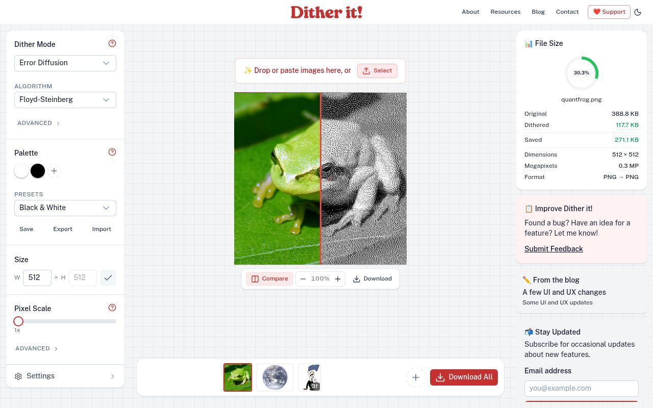 Homepage screenshot of ditherit.com