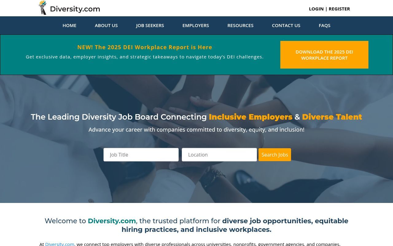 Homepage screenshot of diversity.com