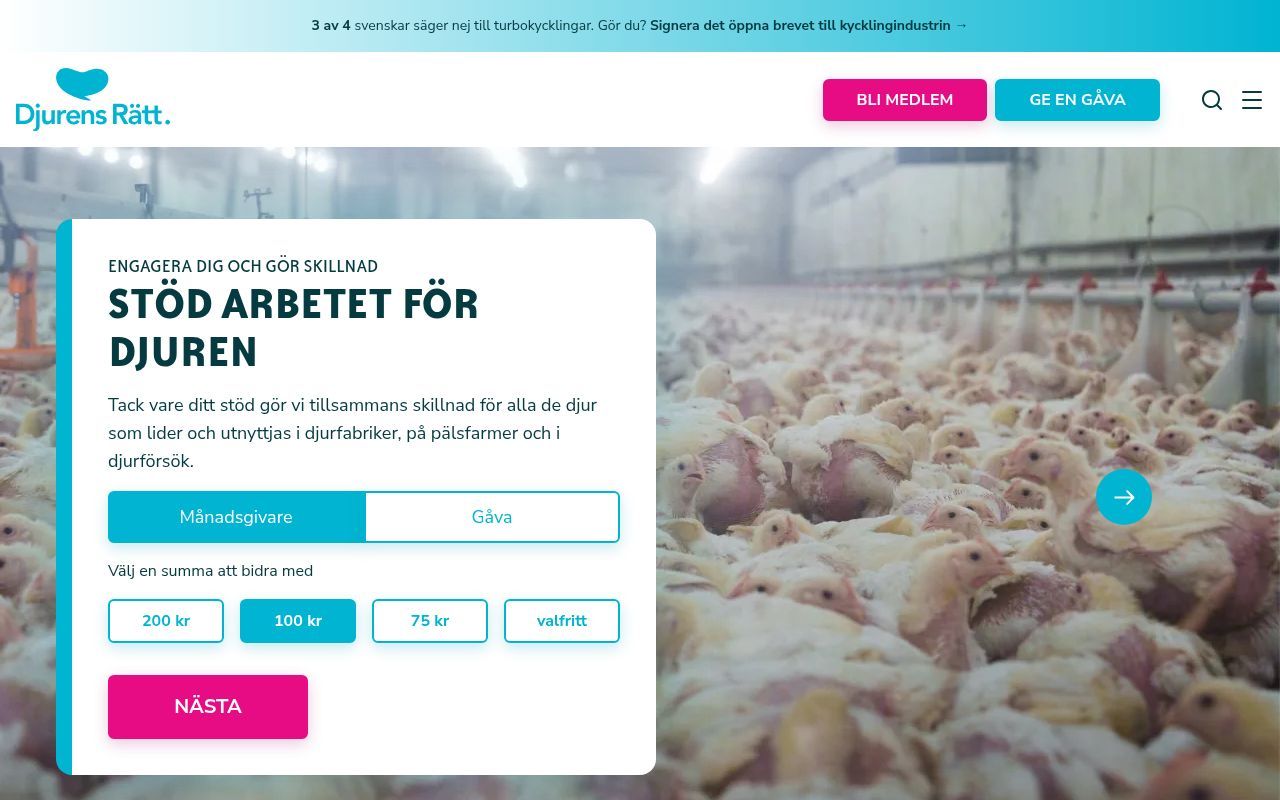 Homepage screenshot of djurensratt.se