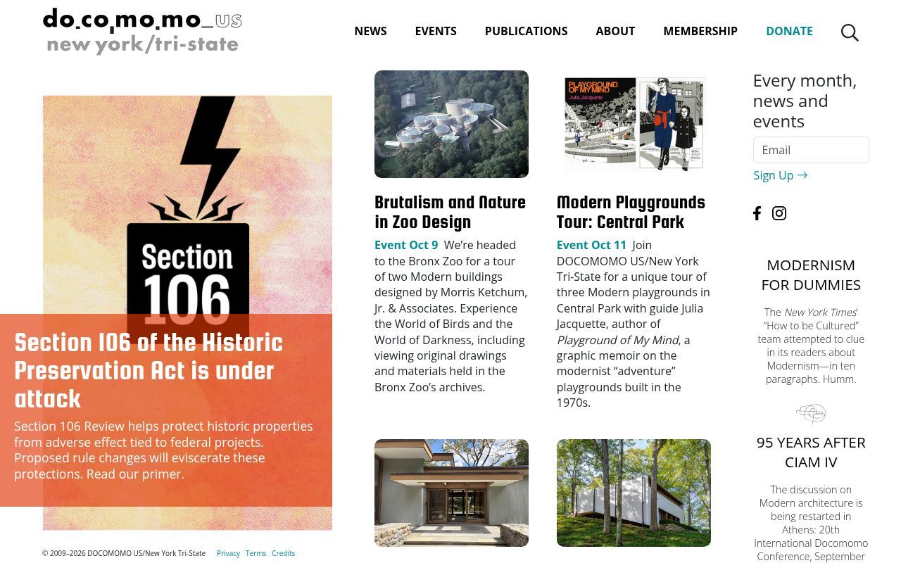 Homepage screenshot of docomomo-nytri.org