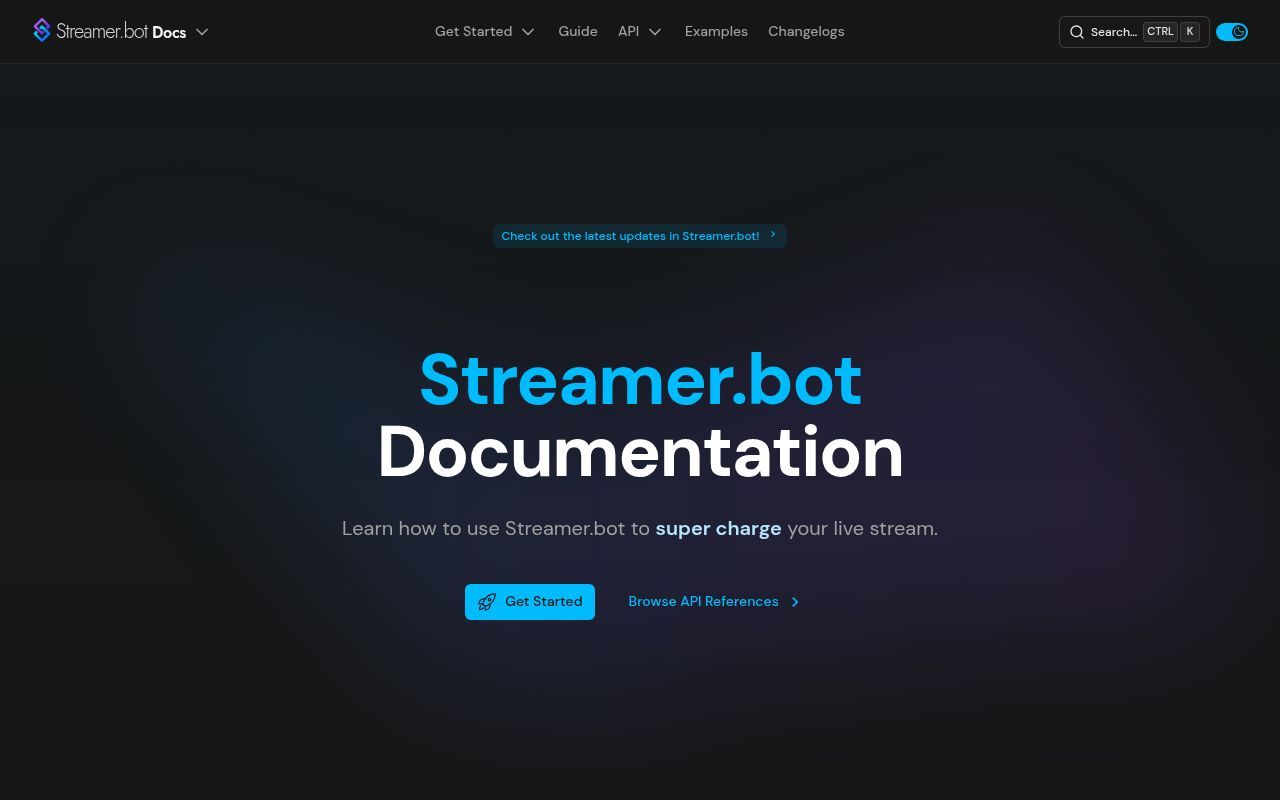 Homepage screenshot of docs.streamer.bot