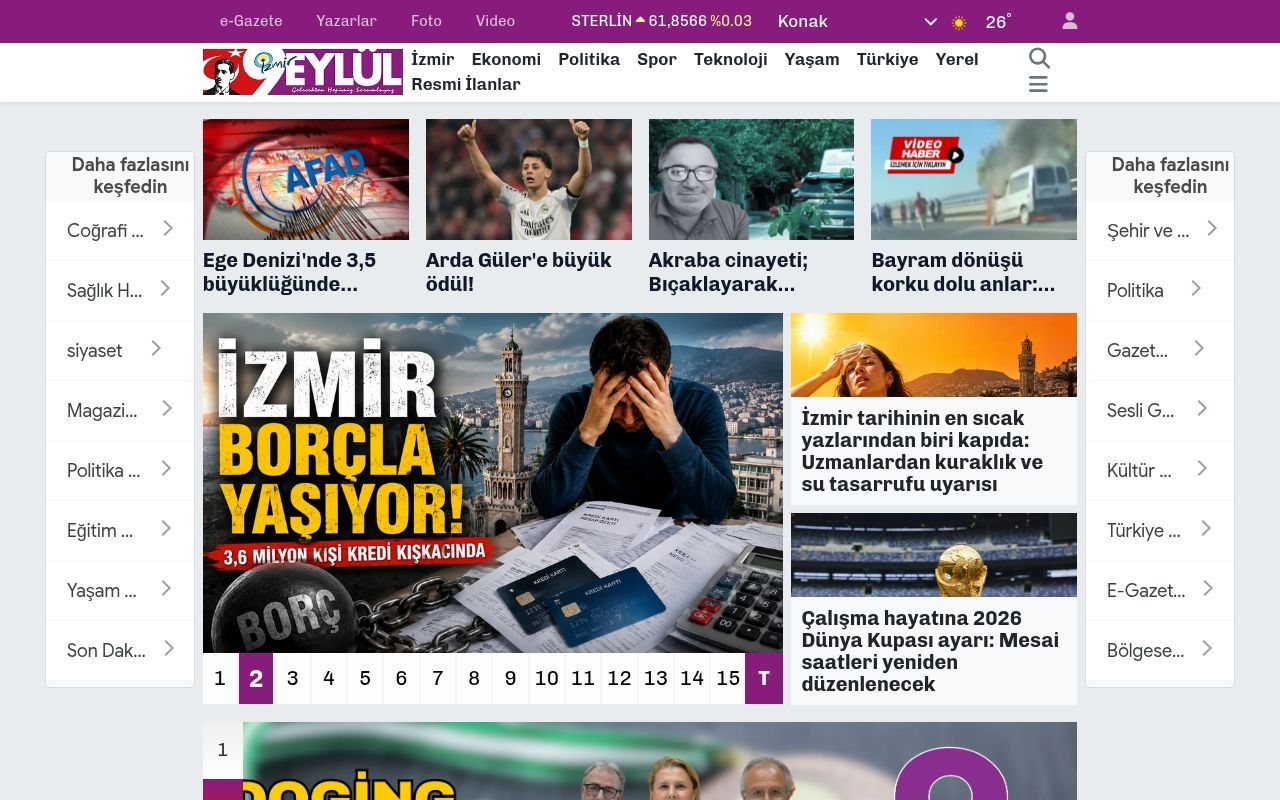 Homepage screenshot of dokuzeylul.com