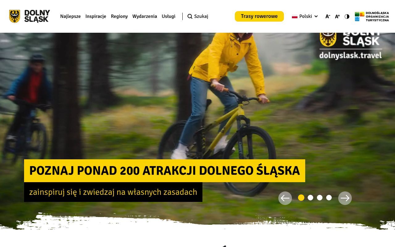 Homepage screenshot of dolnyslask.travel