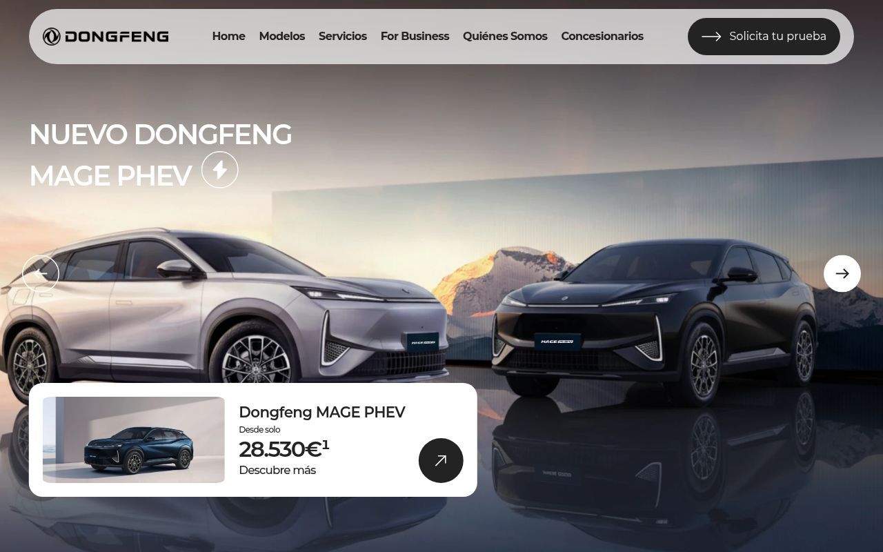 Homepage screenshot of dongfeng-auto.es