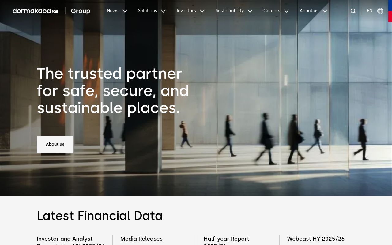 Homepage screenshot of dormakabagroup.com