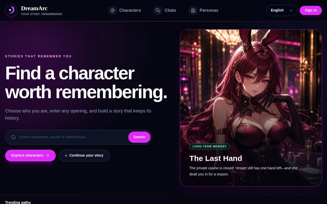 Homepage screenshot of dreamarc.club