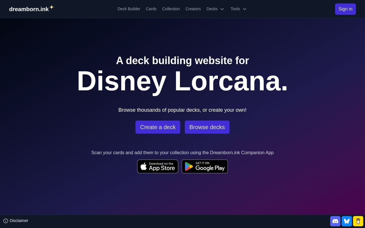 Homepage screenshot of dreamborn.ink