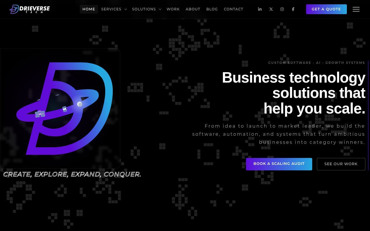 Homepage screenshot of drieverse.com
