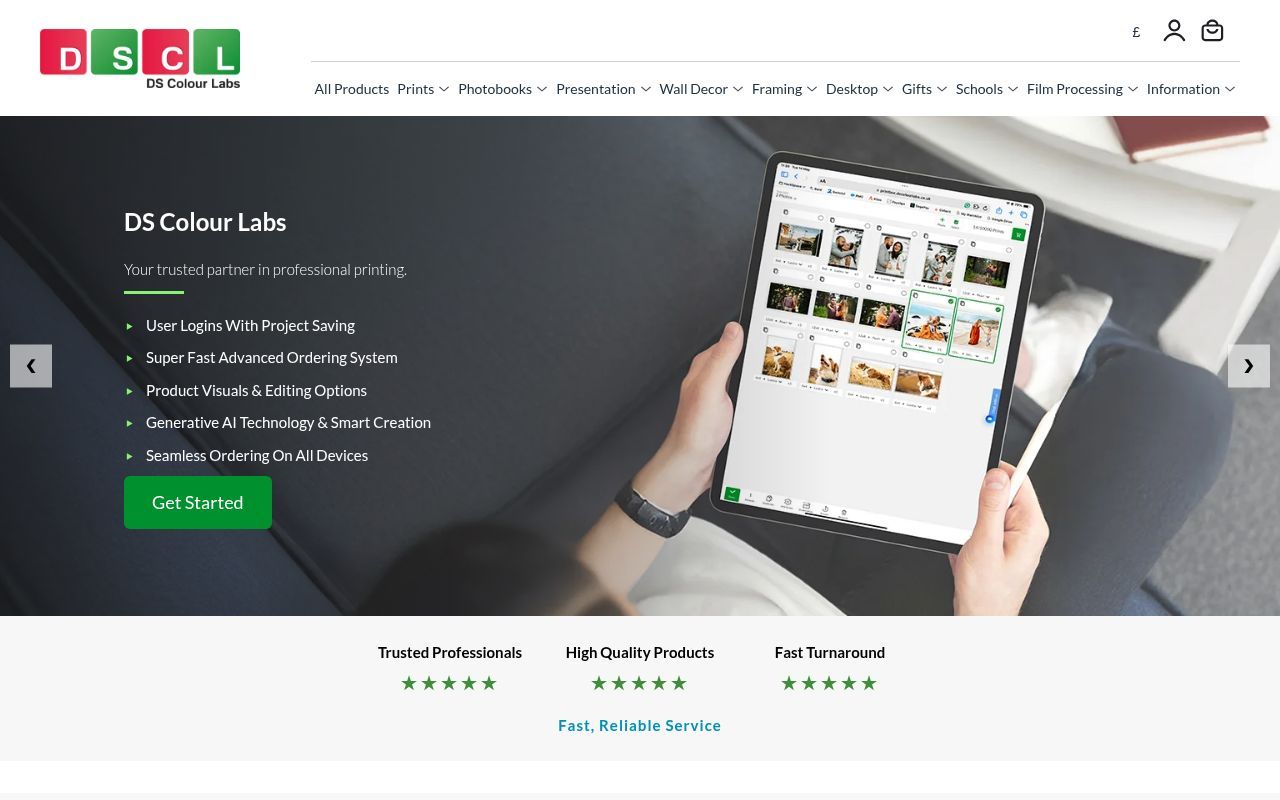 Homepage screenshot of dscolourlabs.co.uk