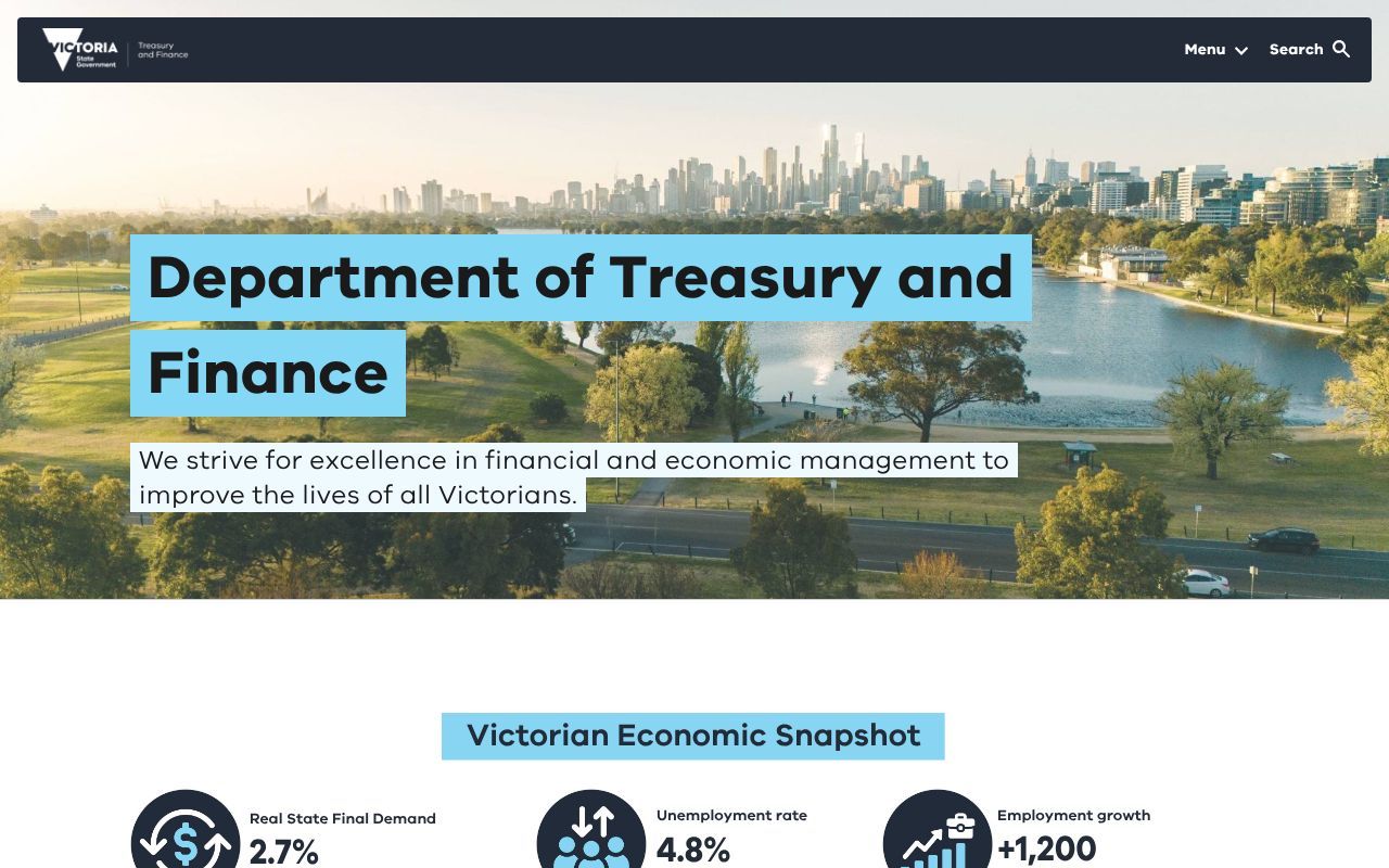 Homepage screenshot of dtf.vic.gov.au