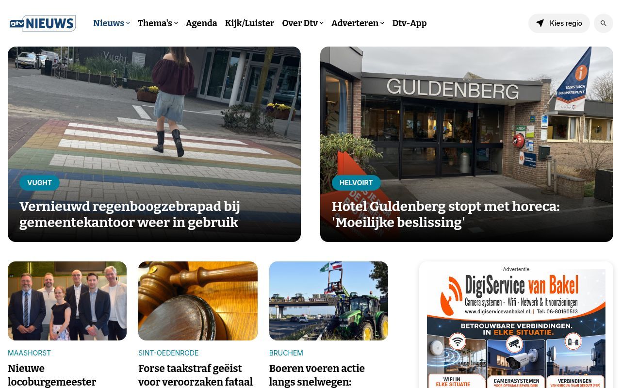 Homepage screenshot of dtvnieuws.nl