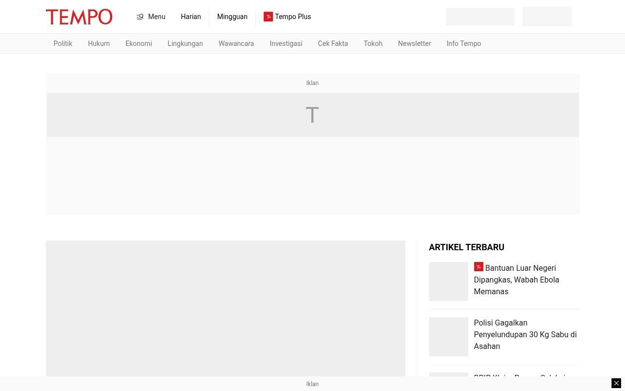 Homepage screenshot of dunia.tempo.co