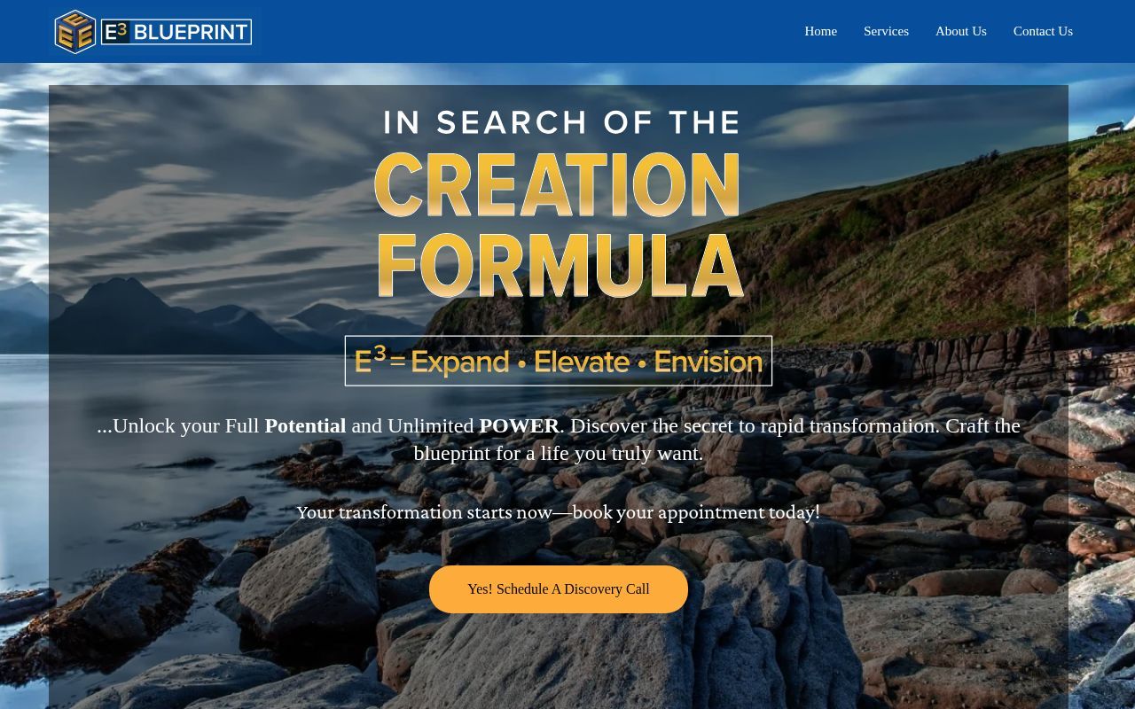 Homepage screenshot of e3blueprint.com