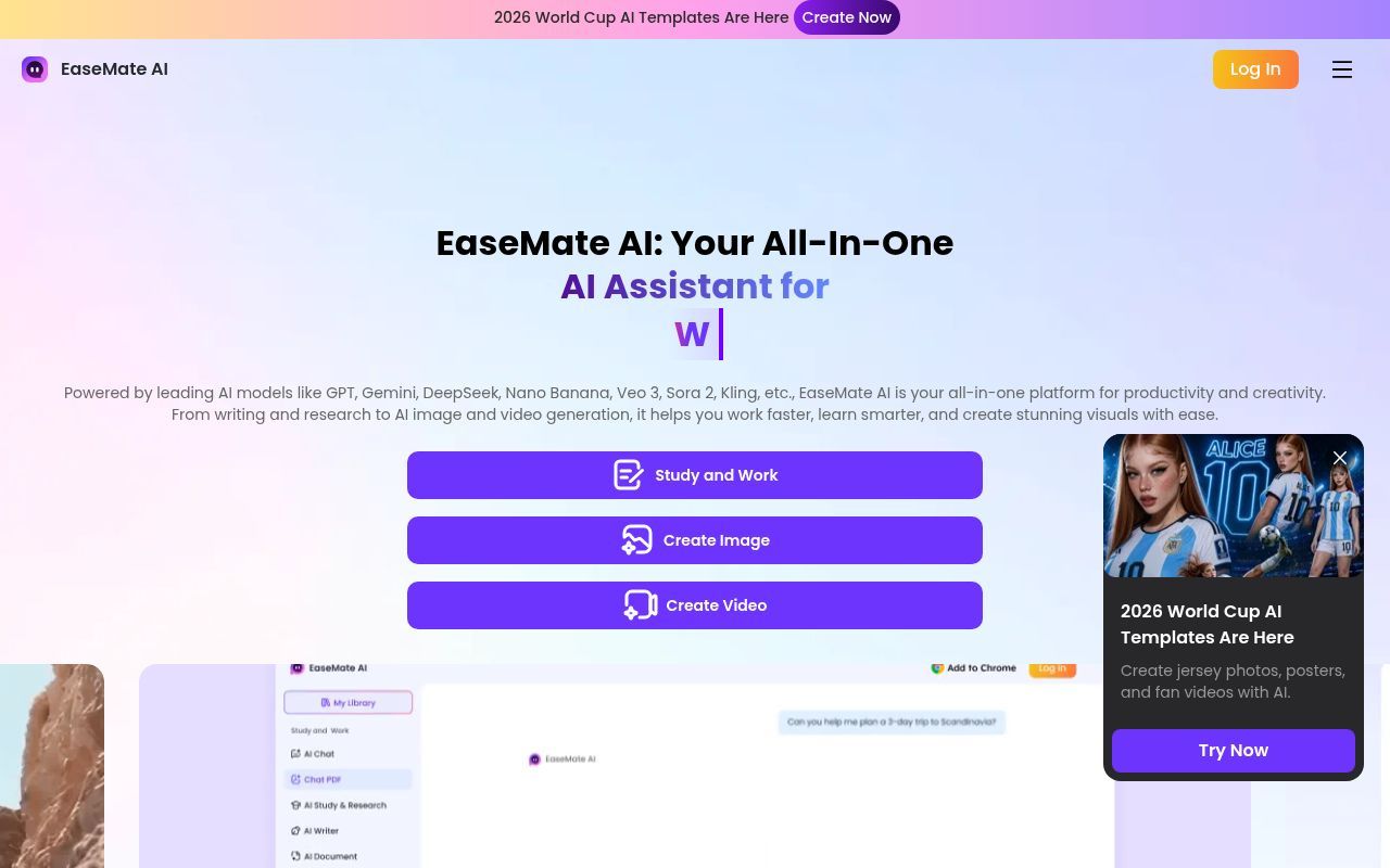 Homepage screenshot of easemate.ai