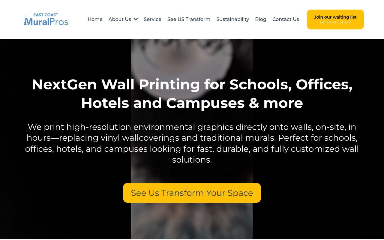 Homepage screenshot of eastcoastmuralpros.com