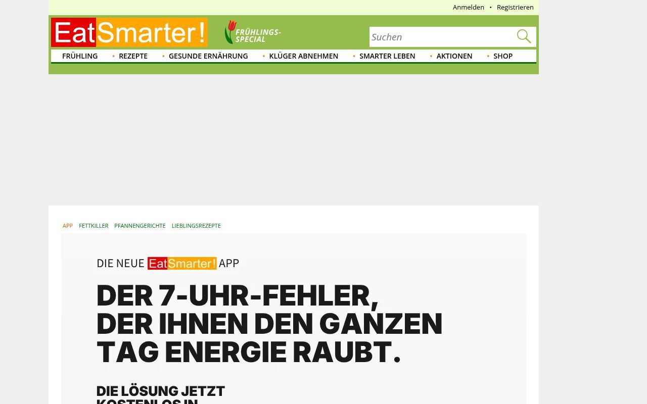 Homepage screenshot of eatsmarter.de