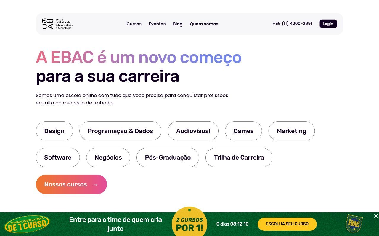 Homepage screenshot of ebaconline.com.br