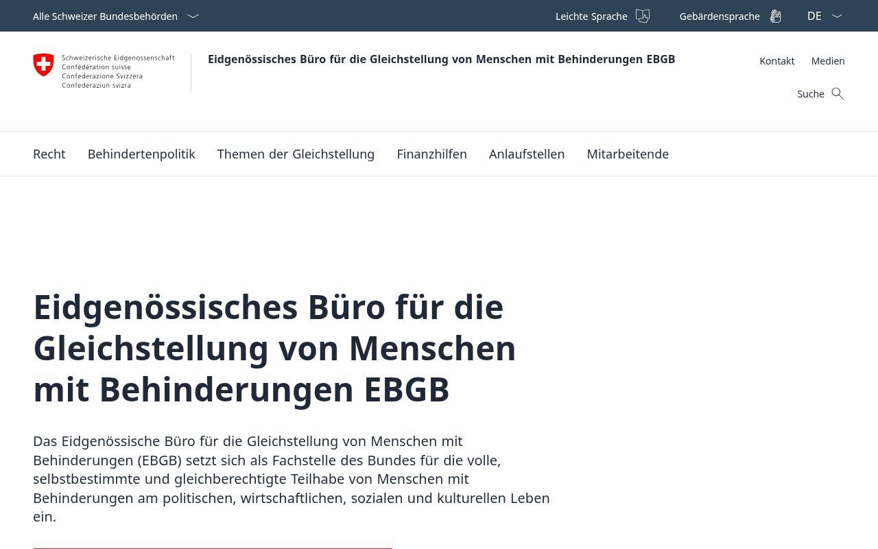 Homepage screenshot of ebgb.admin.ch