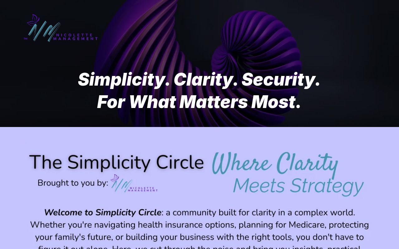 Homepage screenshot of ebook.nicolettemanagement.com