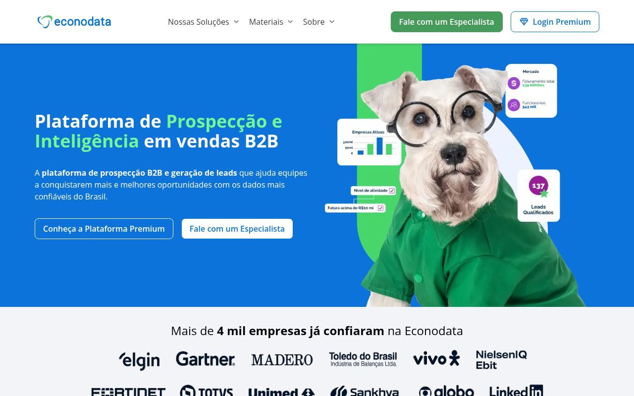 Homepage screenshot of econodata.com.br
