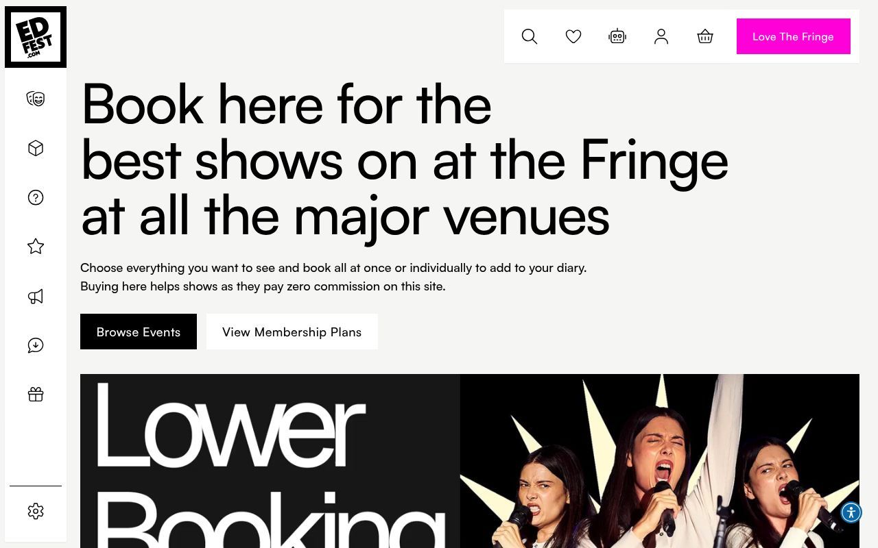 Homepage screenshot of edfest.com