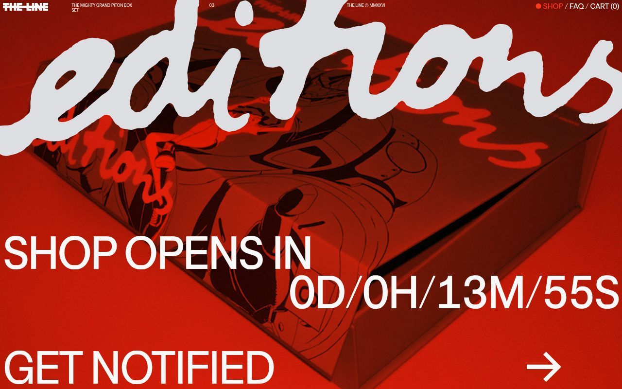 Homepage screenshot of editions.thelinestudio.com