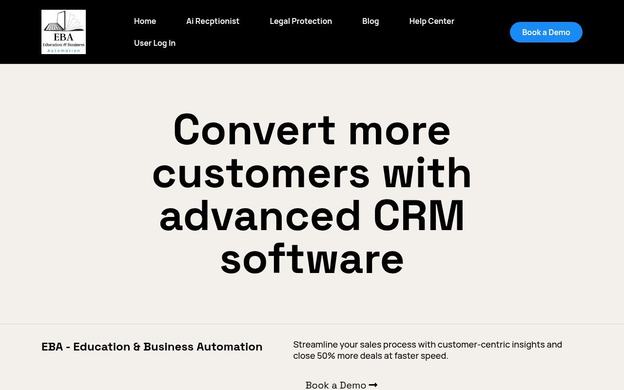 Homepage screenshot of educationbusinessautomation.com