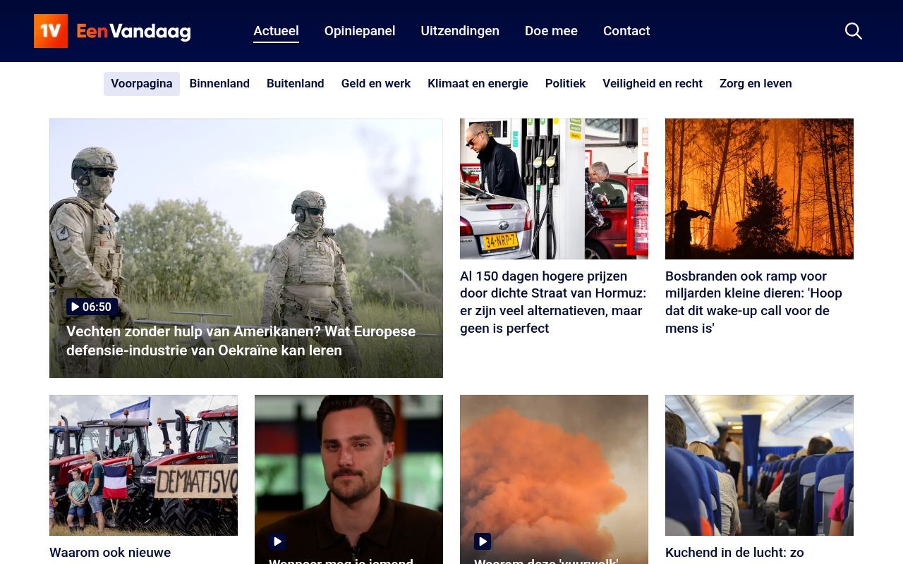 Homepage screenshot of eenvandaag.avrotros.nl