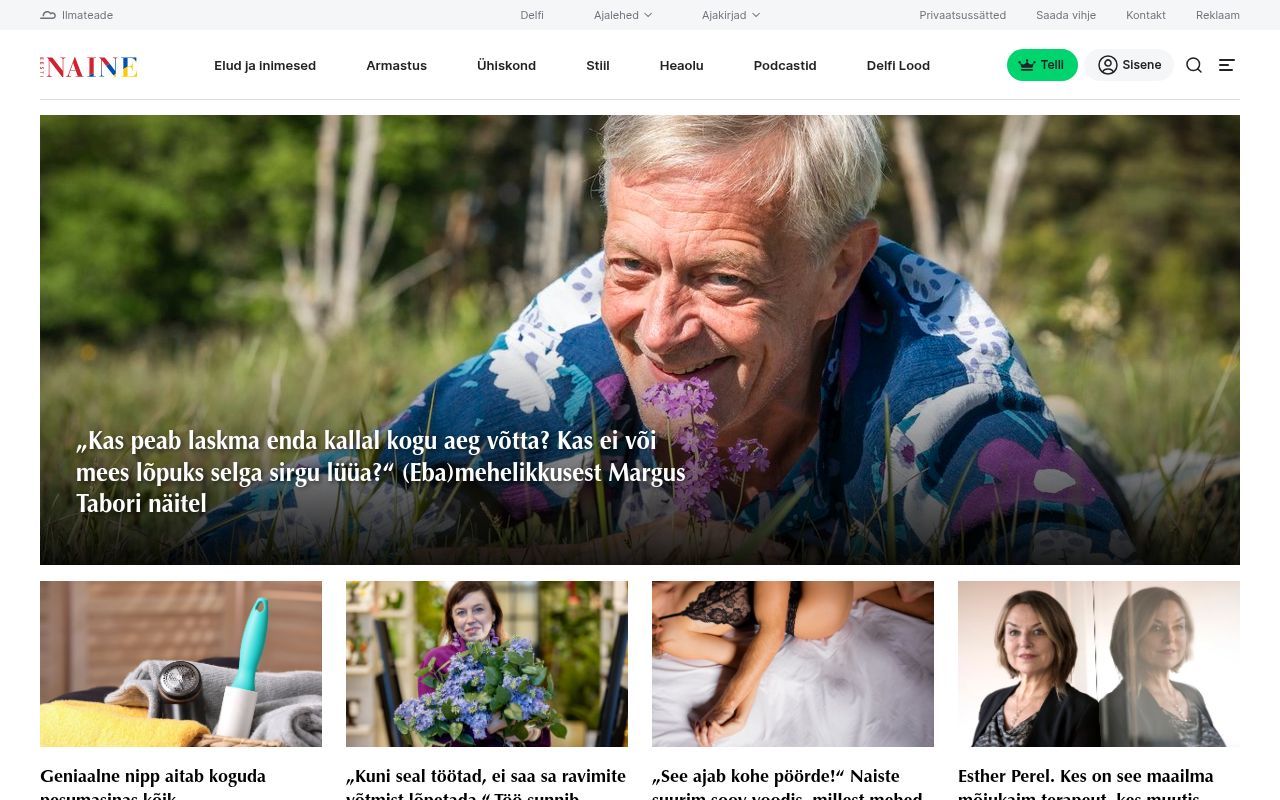 Homepage screenshot of eestinaine.delfi.ee