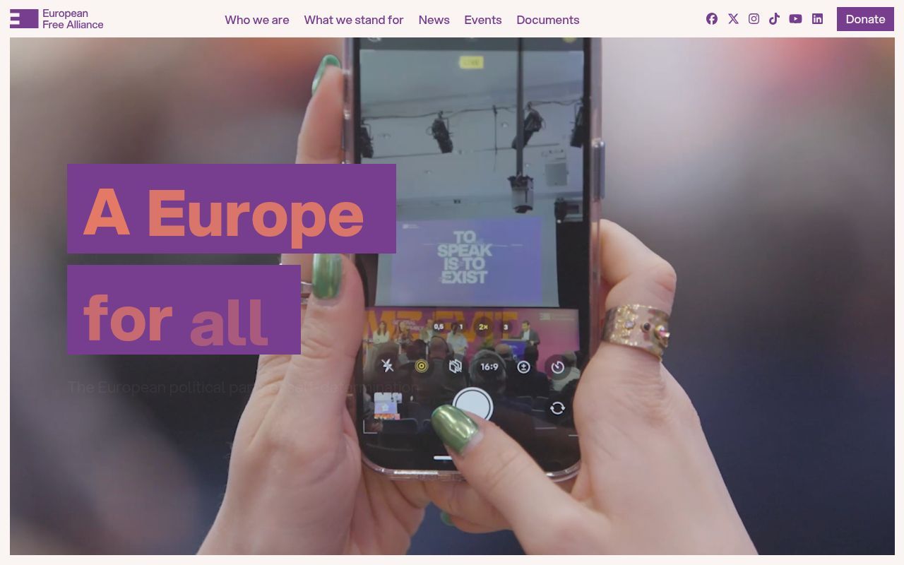 Homepage screenshot of efaparty.eu