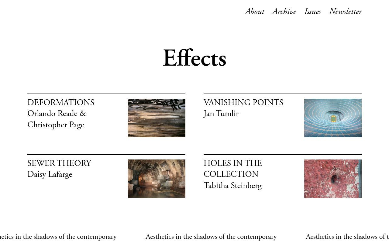 Homepage screenshot of effects-journal.com