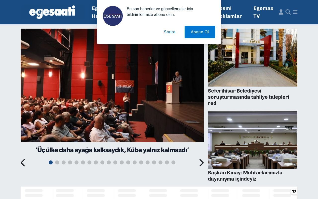 Homepage screenshot of egesaati.com.tr