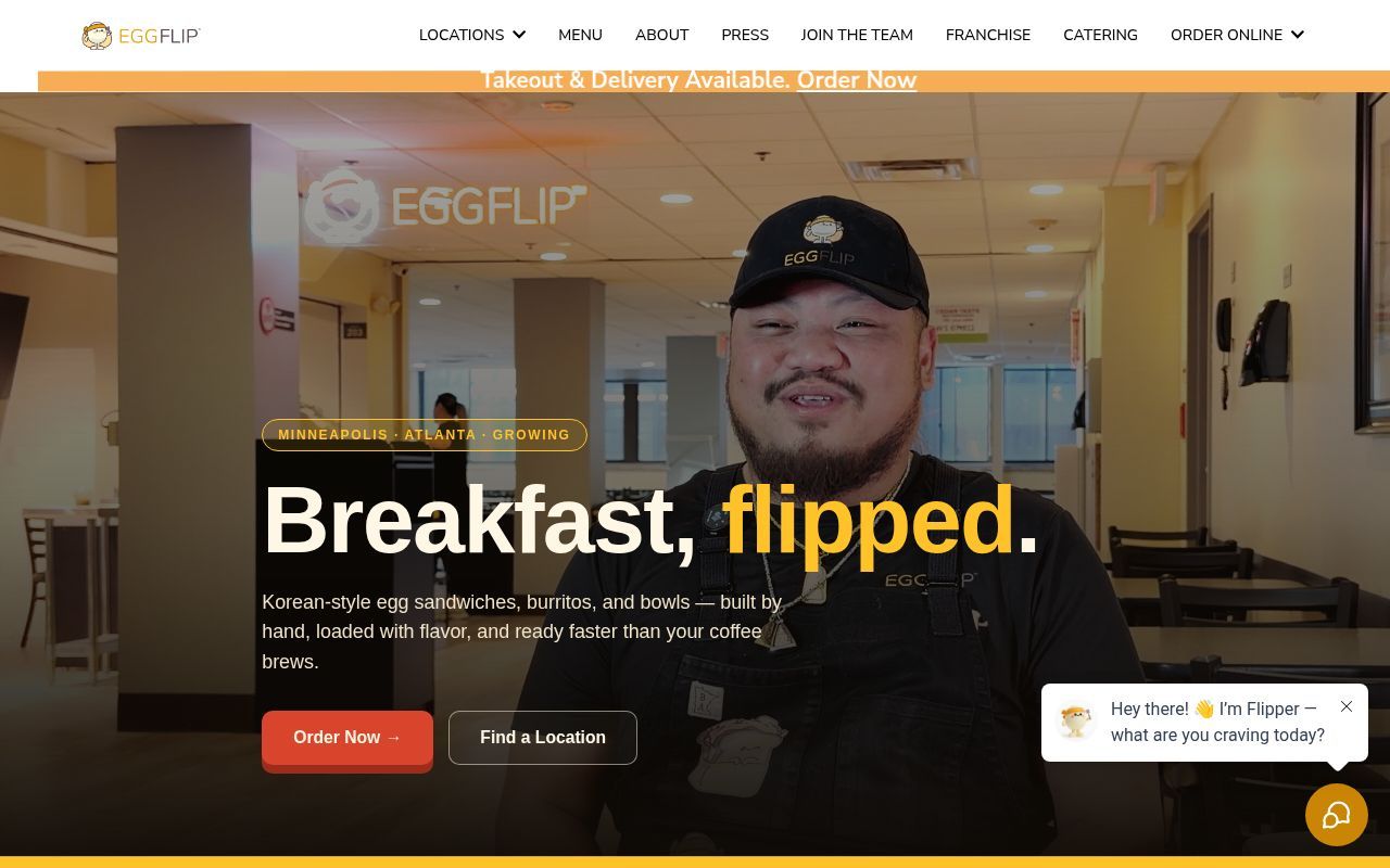Homepage screenshot of eggflipusa.com
