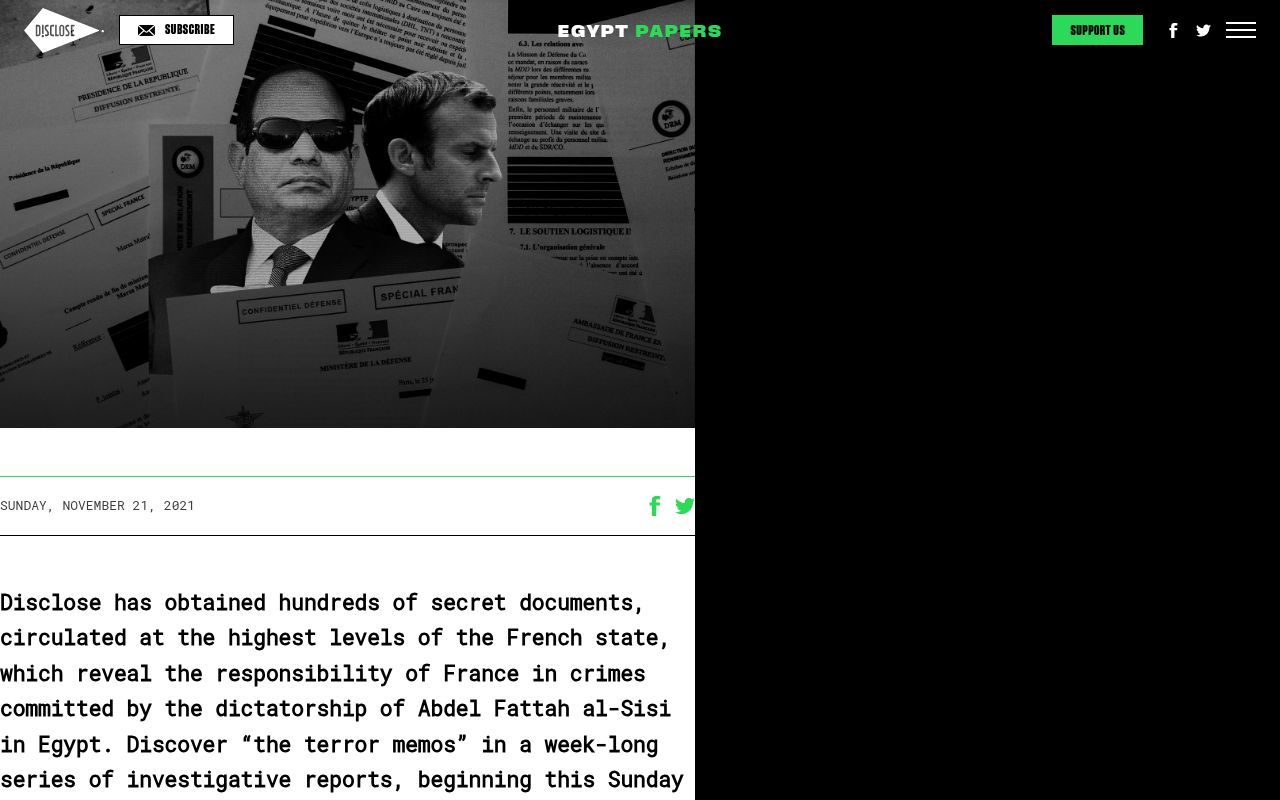 Homepage screenshot of egypt-papers.disclose.ngo