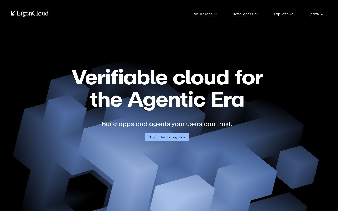 Homepage screenshot of eigencloud.xyz