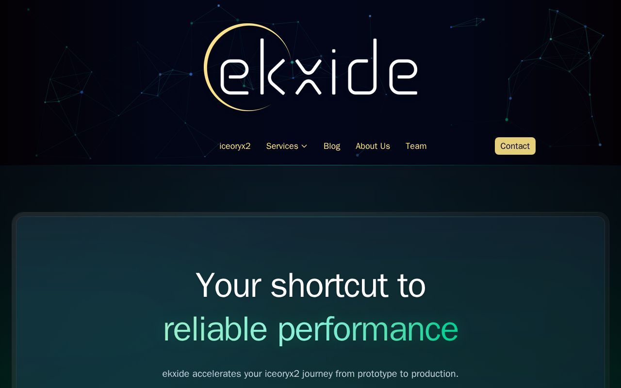 Homepage screenshot of ekxide.io