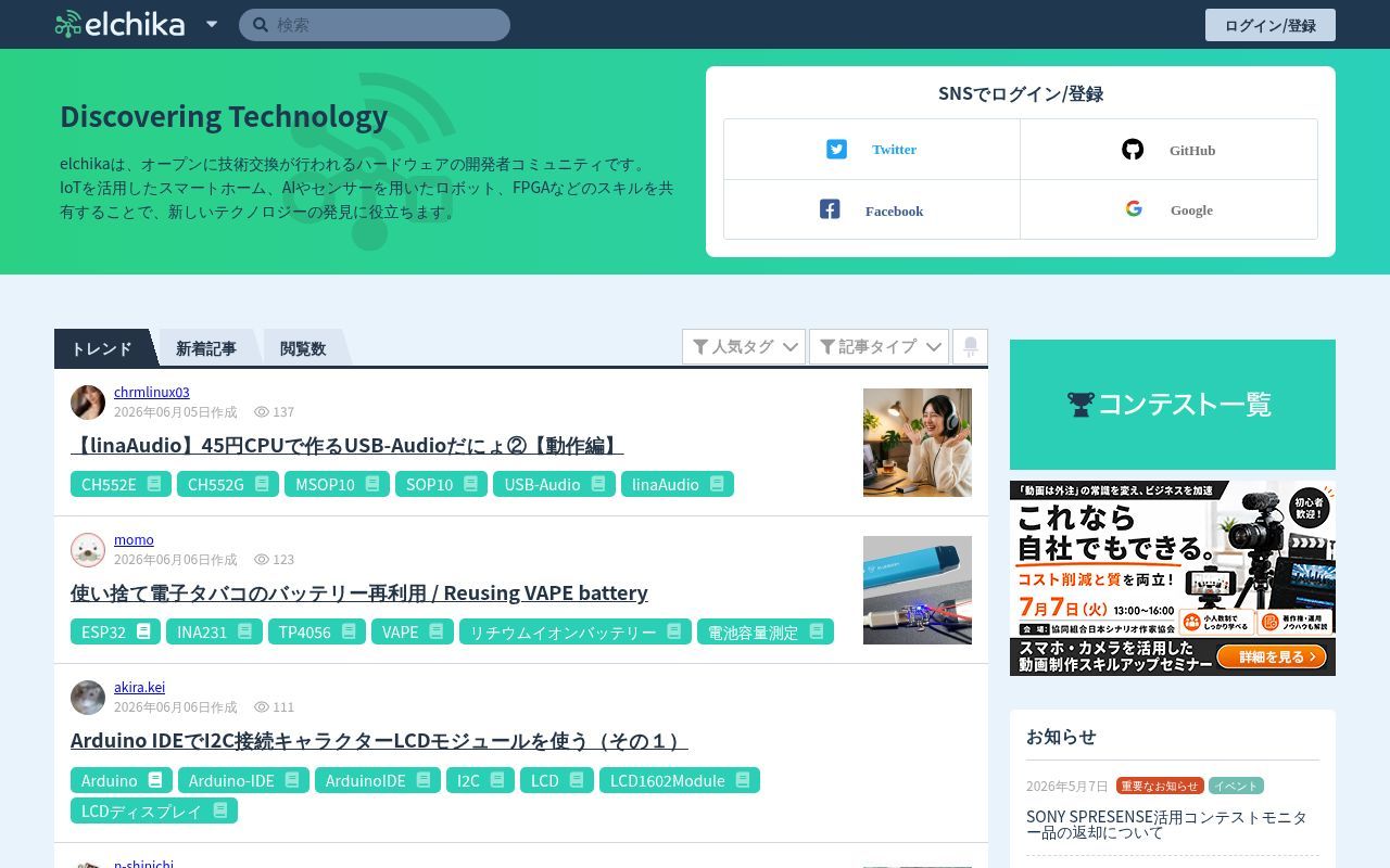 Homepage screenshot of elchika.com