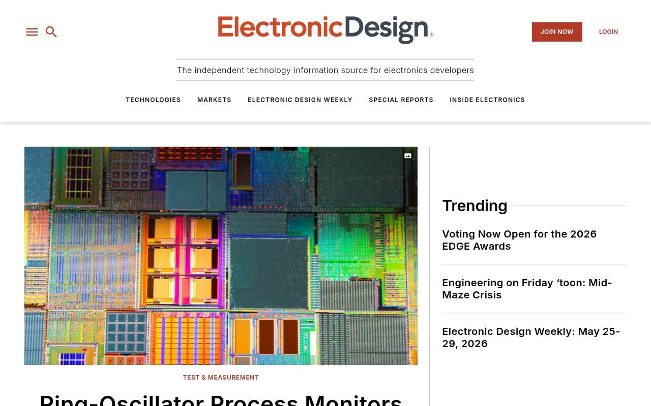 Homepage screenshot of electronicdesign.com