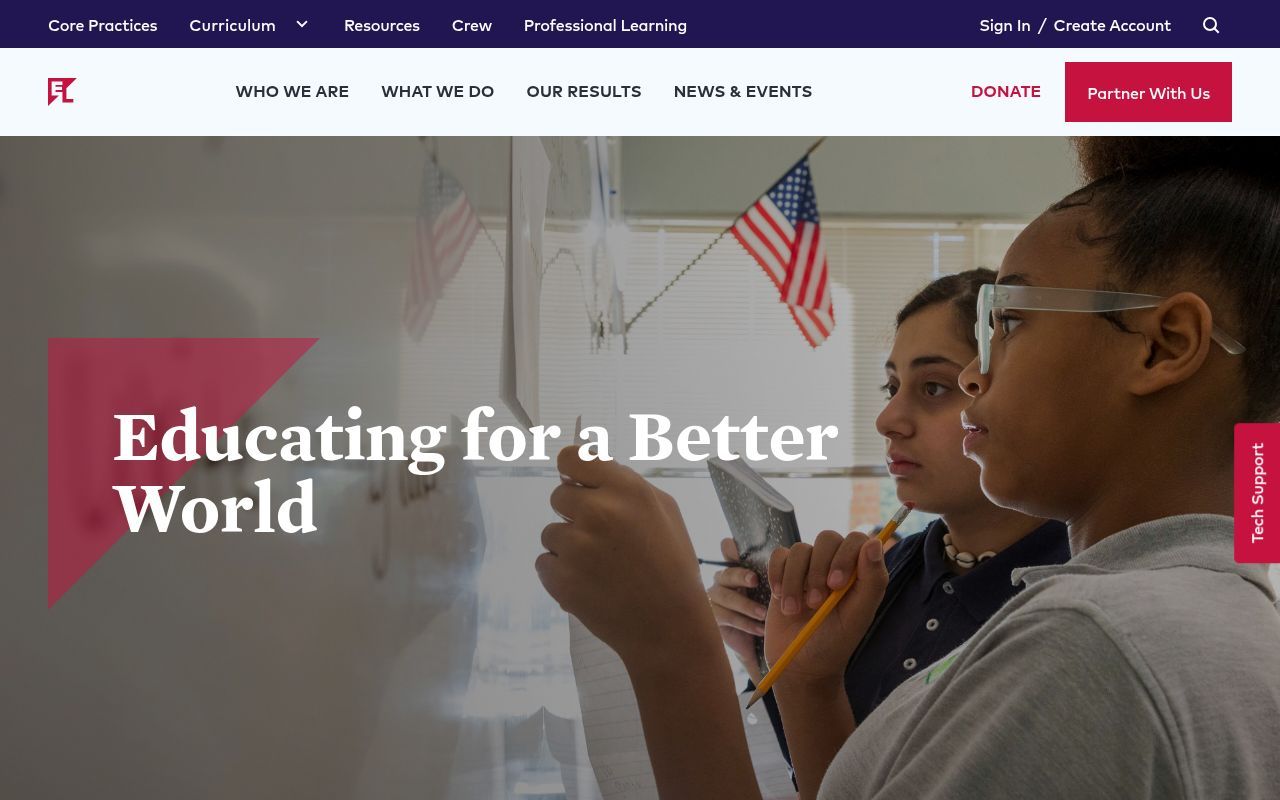 Homepage screenshot of eleducation.org