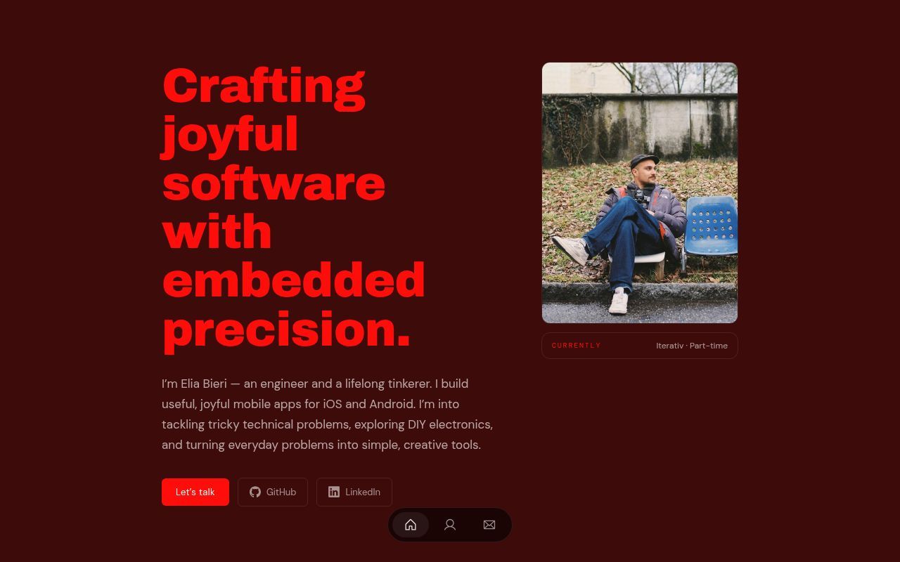 Homepage screenshot of eliabieri.dev
