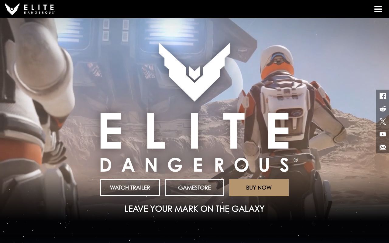 Homepage screenshot of elitedangerous.com