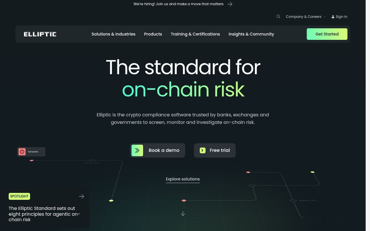 Homepage screenshot of elliptic.co