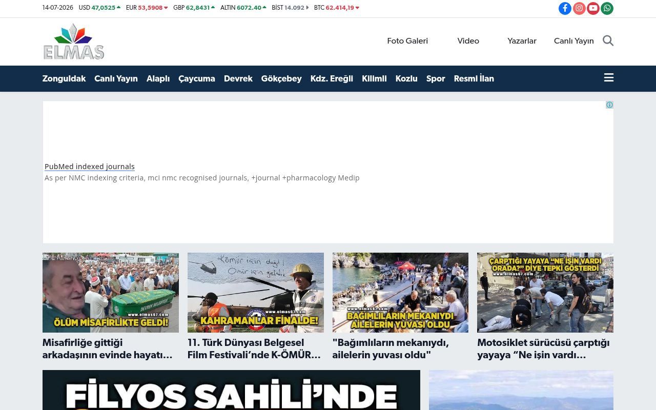 Homepage screenshot of elmas67.com