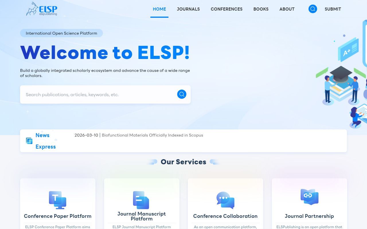 Homepage screenshot of elspub.com