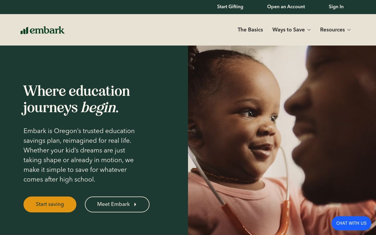 Homepage screenshot of embarksavings.com