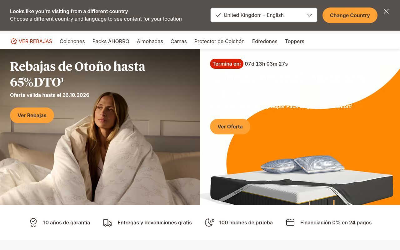 Homepage screenshot of emma-colchon.es