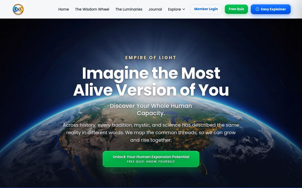Homepage screenshot of empireoflight.love