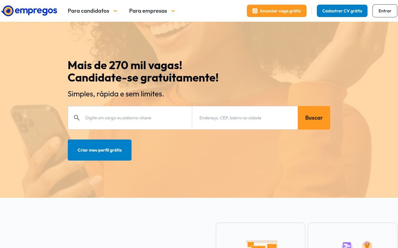 Homepage screenshot of empregos.com.br